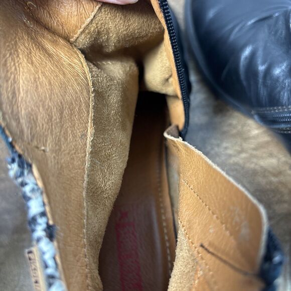 Boho Outdoor Leather Booties 7.5 Knit Cuff Side Zip Fall Ankle Boot - Picture 7 of 16